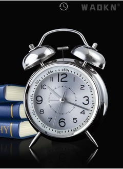 WAOKN Loud Alarm Clock for Heavy Sleepers Adults,Retro 4 Inch Silent Non-Ticking Quartz with Backlight,Twin Bell Analog Kids Alarm Clocks for Bedrooms Bedsidet,Loud Alarm Clock for Heavy Sleepers (silver)  - Image 5