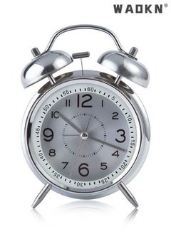 WAOKN Loud Alarm Clock for Heavy Sleepers Adults,Retro 4 Inch Silent Non-Ticking Quartz with Backlight,Twin Bell Analog Kids Alarm Clocks for Bedrooms Bedsidet,Loud Alarm Clock for Heavy Sleepers (silver)  - Image 2