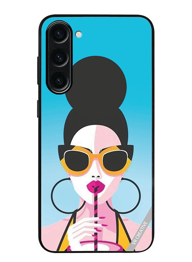 VR CREATIVE Protective Case Cover For Samsung Galaxy S24 Girl Having Drink Design Multicolour - Image 1