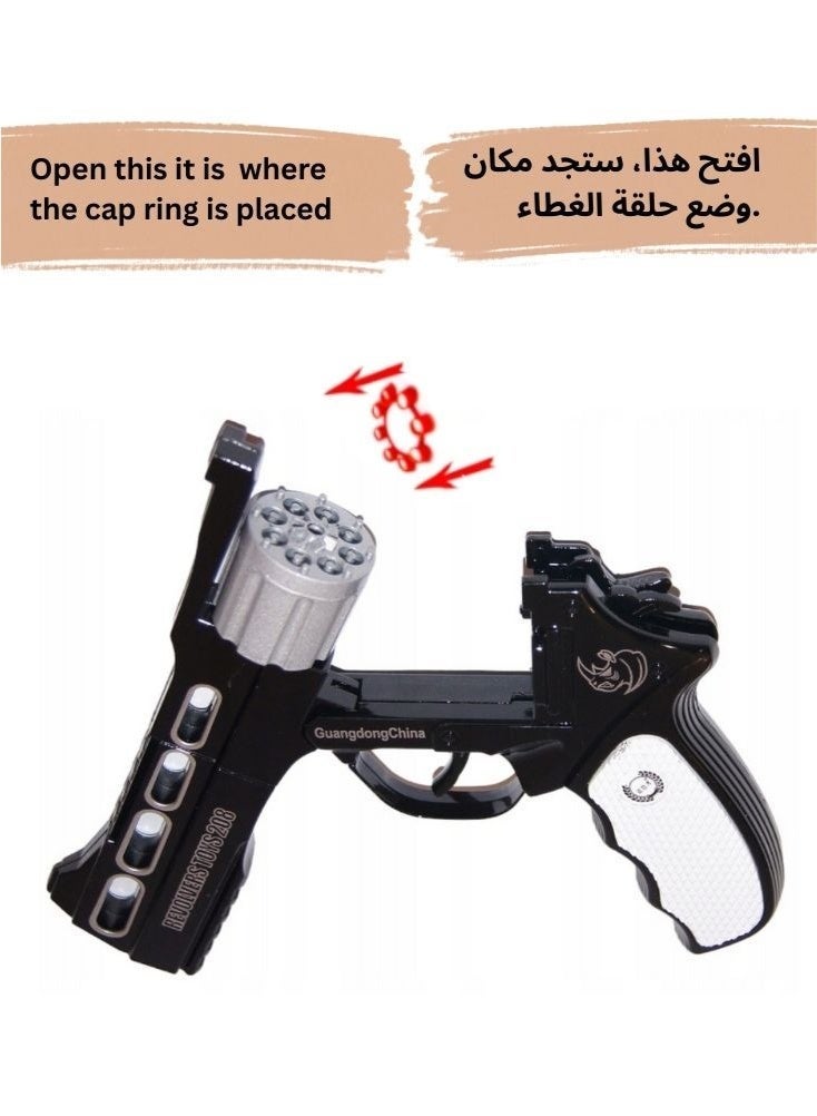 Premium Black Toy Revolver with Ring Caps – Safe Kids Pretend Play Gun with Classic Design - Image 4