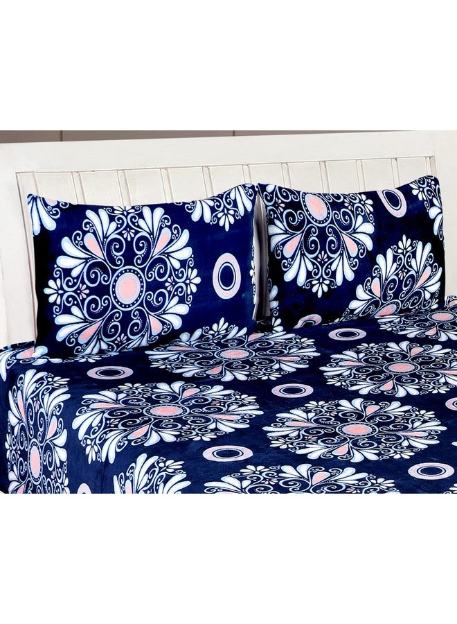 RD TREND Abstract 300 TC 190 GSM Flannel Warm Bedsheets for Winter, Double Flat Size 90 x 100 Inches, 2 Pillow Covers 18 x 28 Inches (Blue Chakri, Double Flat) - Image 3