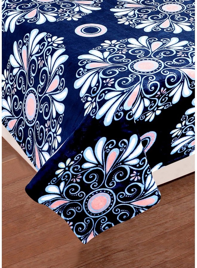 RD TREND Abstract 300 TC 190 GSM Flannel Warm Bedsheets for Winter, Double Flat Size 90 x 100 Inches, 2 Pillow Covers 18 x 28 Inches (Blue Chakri, Double Flat) - Image 4