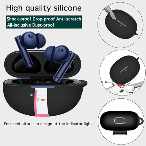 Cocoonkart Soft Silicone Case Cover for Realme Buds 5 Pro | 6 Pro with Cleaner Kit,Lanyard & 4 Pcs Cable Protectors (Black) - Image 5