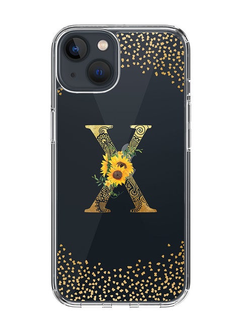 Classic Clear Case For iPhone 15, Hybrid Soft Case Thin Cover- Custom Monogram Initial Letter Mandala Floral Pattern Alphabet - X(Transparent)