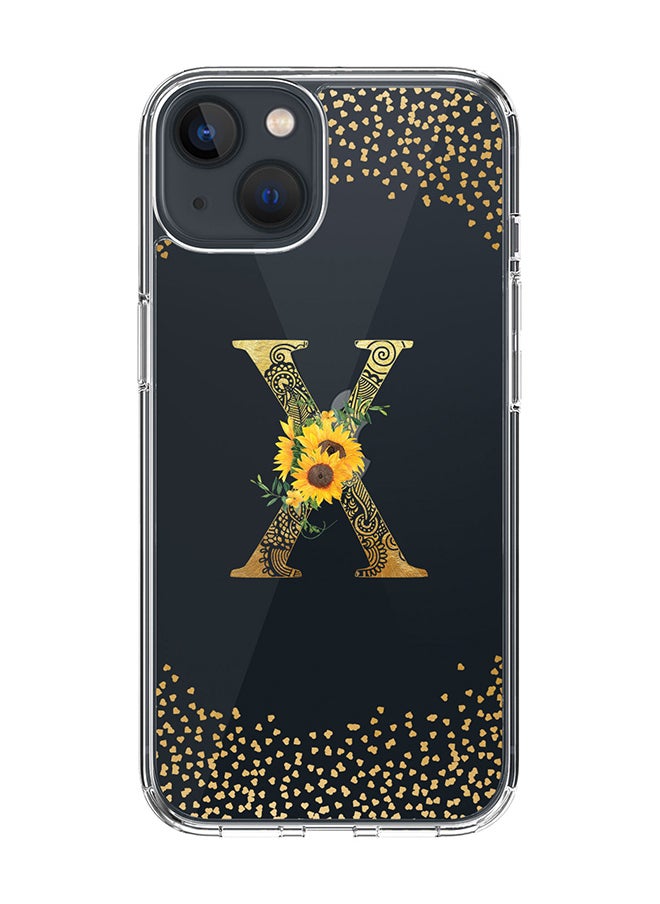 Classic Clear Case For iPhone 15, Hybrid Soft Case Thin Cover- Custom Monogram Initial Letter Mandala Floral Pattern Alphabet - X(Transparent)