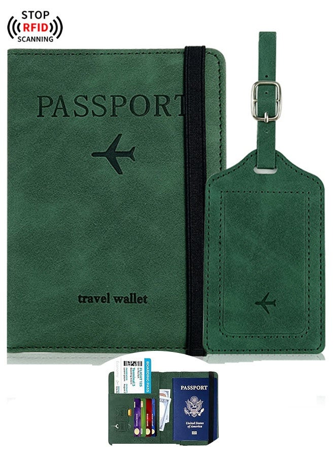 Happy D Travel essential passport holder with luggage tag, passport wallet cover, travel essential accessory, unisex passport holder, green - Image 1