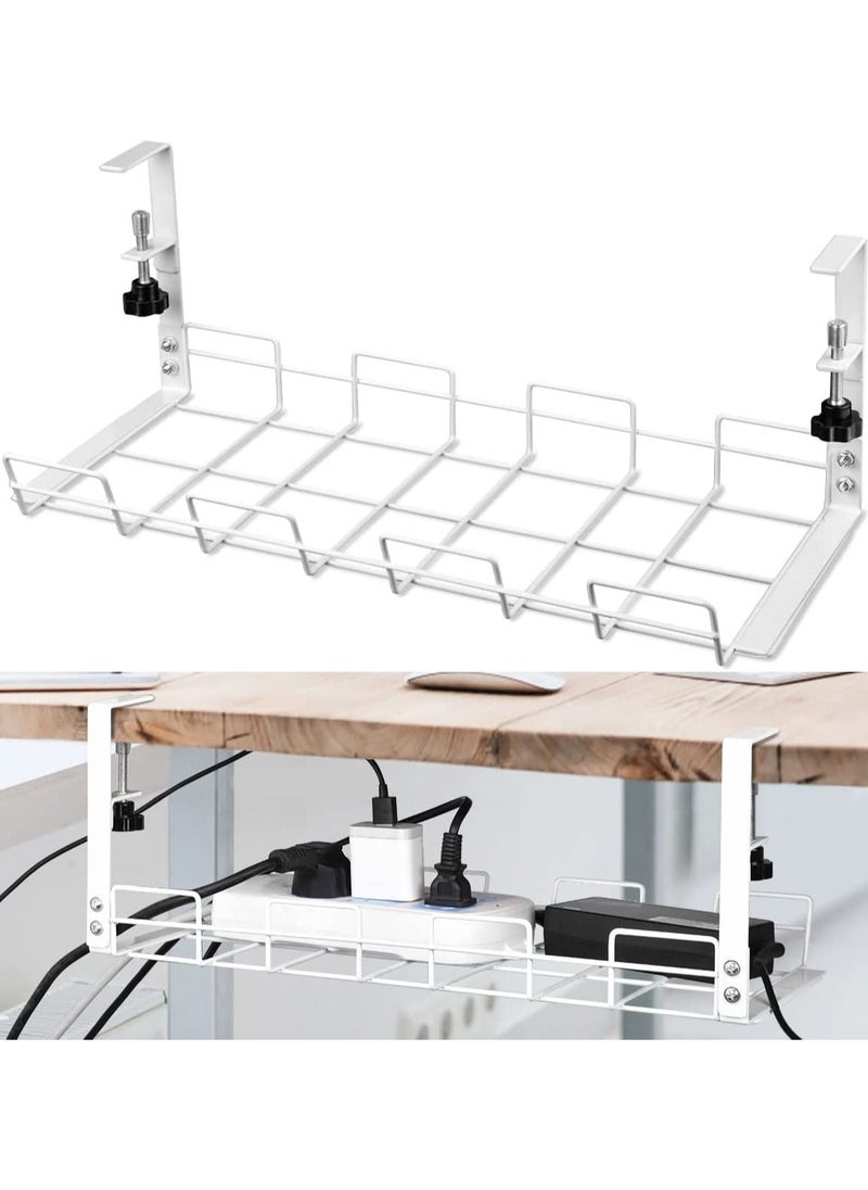 HomarKet - Under Desk Cable Management Tray, No Drill Steel Desk Cable Organizers, Wire Management Tray Cable Management Rack, Desk Cable Tray with Wire Organizer and Desk Cord Organizer - Image 1