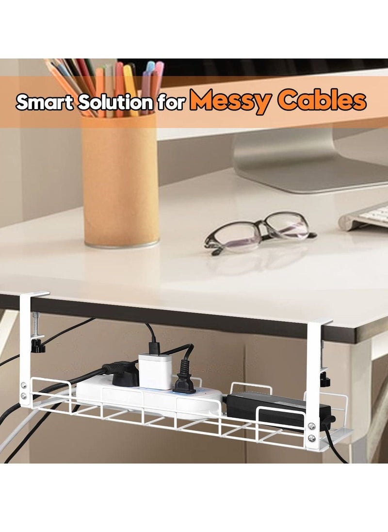 HomarKet - Under Desk Cable Management Tray, No Drill Steel Desk Cable Organizers, Wire Management Tray Cable Management Rack, Desk Cable Tray with Wire Organizer and Desk Cord Organizer - Image 1