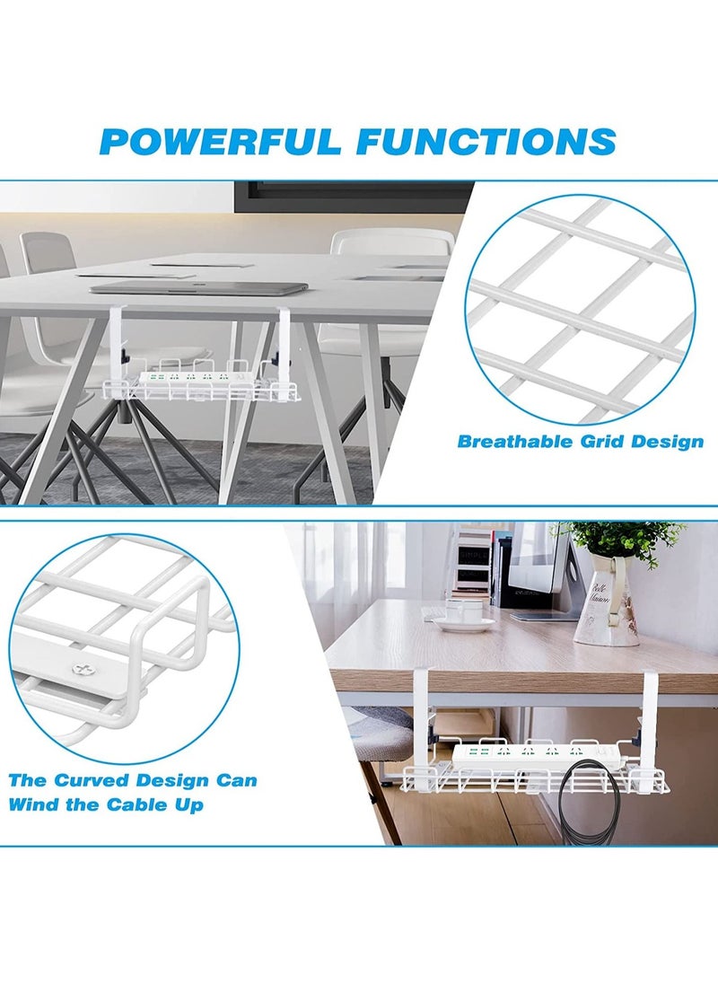 HomarKet - Under Desk Cable Management Tray, No Drill Steel Desk Cable Organizers, Wire Management Tray Cable Management Rack, Desk Cable Tray with Wire Organizer and Desk Cord Organizer - Image 1