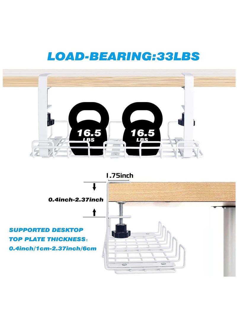 HomarKet - Under Desk Cable Management Tray, No Drill Steel Desk Cable Organizers, Wire Management Tray Cable Management Rack, Desk Cable Tray with Wire Organizer and Desk Cord Organizer - Image 1