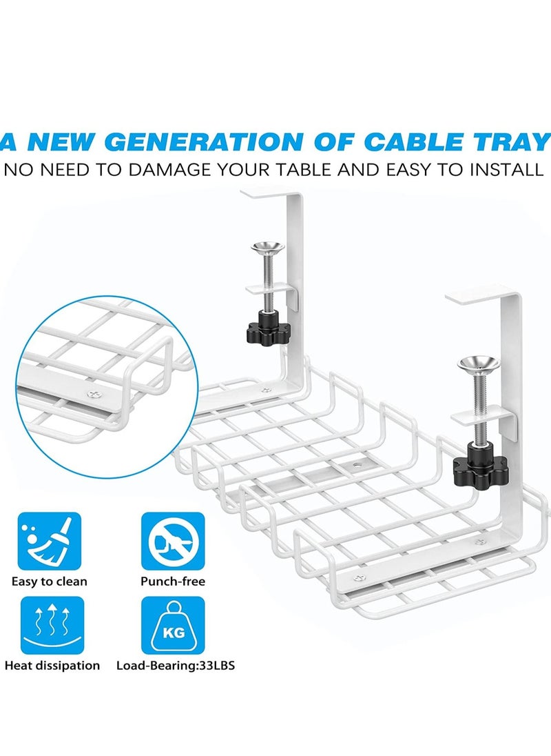 HomarKet - Under Desk Cable Management Tray, No Drill Steel Desk Cable Organizers, Wire Management Tray Cable Management Rack, Desk Cable Tray with Wire Organizer and Desk Cord Organizer - Image 1