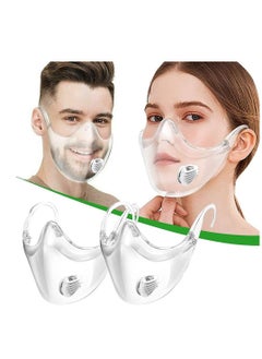 Y&D 3D Clear Face Mask, Reusable Shield with Breathing Valve, Protect Lipstick Lips Transparent Full Mask Sport Perfect Fit for Washable (2 Pcs)  - Image 1