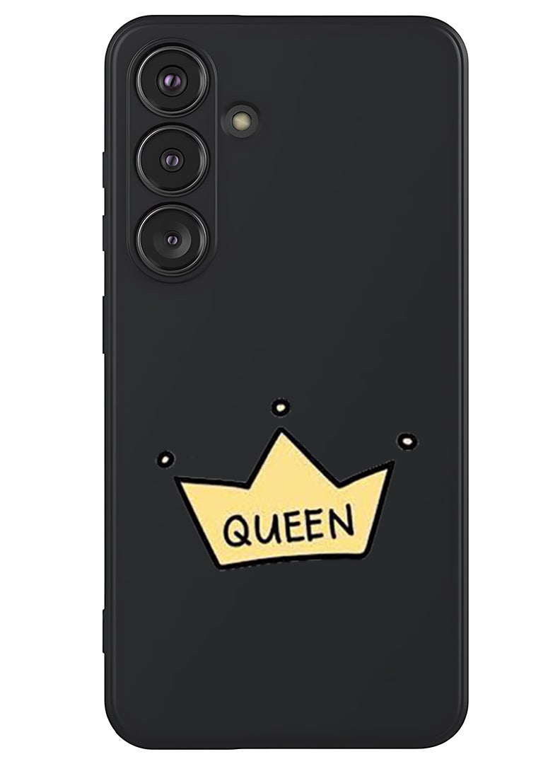 Theodor Protective Slim Fit Case Liquid Silicone Cover with Full Body Protection Anti-Scratch Shockproof Case For Samsung Galaxy S25 (Black) - Queen crown - Image 1