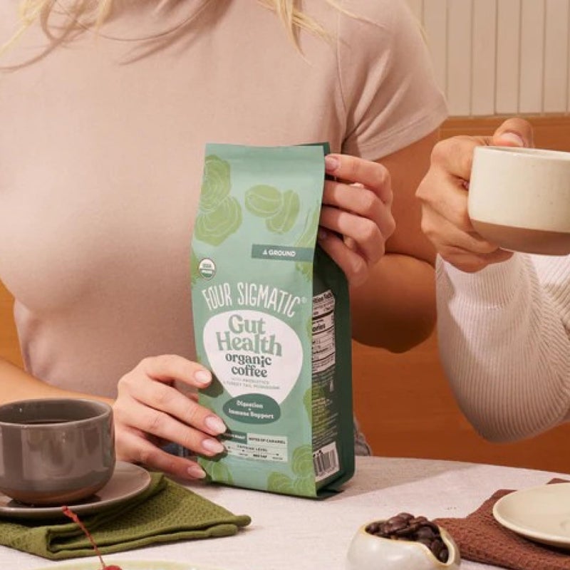 Four Sigmatic Gut Health Organic Ground Coffee | Medium Roast, Immune Boosting Probiotic Mushroom Coffee with Chaga & Turkey Tail for Gut Health & Immune Support | 12oz Bag - Image 3