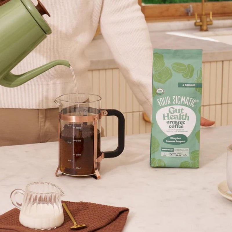 Four Sigmatic Gut Health Organic Ground Coffee | Medium Roast, Immune Boosting Probiotic Mushroom Coffee with Chaga & Turkey Tail for Gut Health & Immune Support | 12oz Bag - Image 4