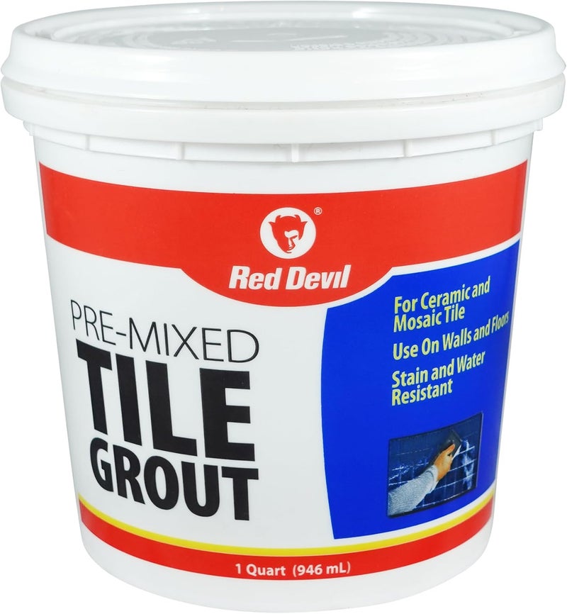 Red Devil Pre-Mixed Tile Grout - 1 Quart (946 mL) for Ceramic and Mosaic Tiles - Image 1