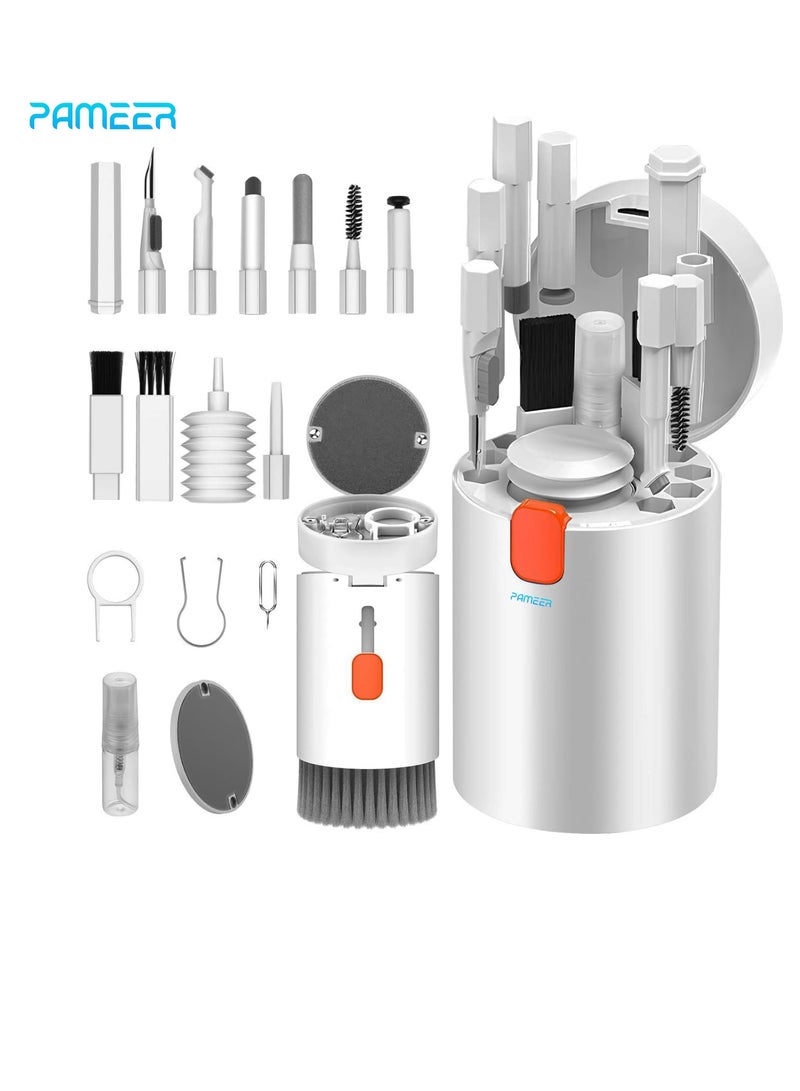 بامير مجموعة تنظيف شاشة الهاتف المحمول 20 في 1، مجموعة رذاذ تنظيف فرشاة لوحة مفاتيح الكمبيوتر لأجهزة iPhone AirPods MacBook iPad، أداة تنظيف الأجهزة الإلكترونية للكاميرا وشاشة الكمبيوتر وسماعات الأذن - Image 1