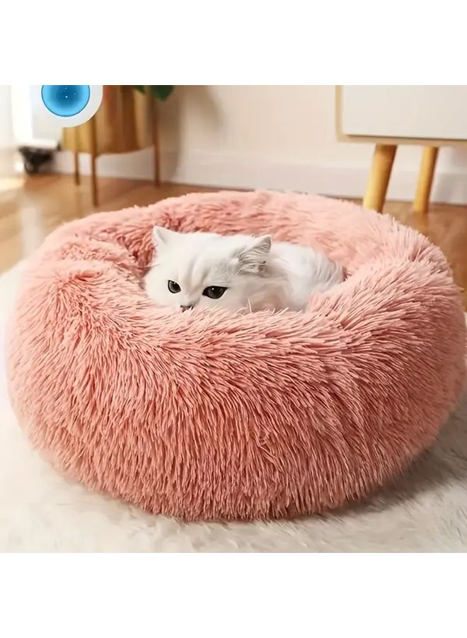 Dark Gray Donut Style Dog Bed For Small Puppies Super Soft Faux Fur Pet House - Image 4