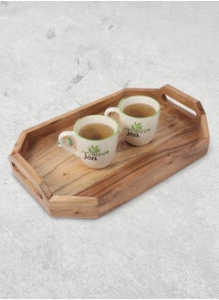 REZLAN UAE Handcrafted Acacia Wood Serving Tray – Rustic 38.1x25.4cm (15"x10") Wooden Tray for Breakfast, Tea, Cheese, or Home Décor – Natural Grain Elegance  - Image 5