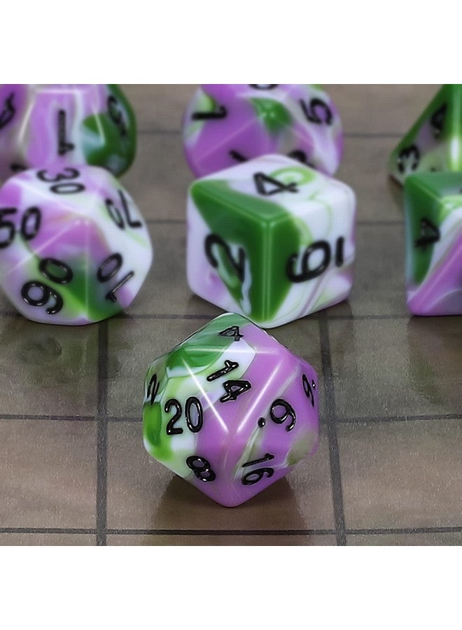 CiaraQ Dnd Polyhedral Dice Set For Dungeons And Dragons Rpg Mtg Role Playing Table Games-With 1 Dice Pouch (Pink+Green+White) - Image 3