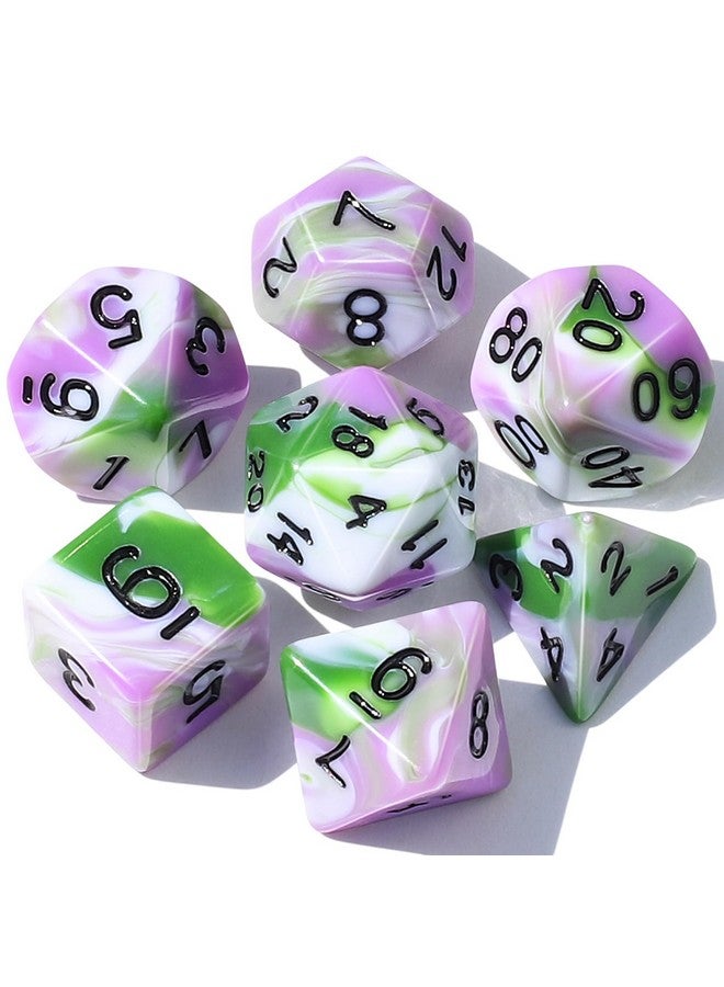 CiaraQ Dnd Polyhedral Dice Set For Dungeons And Dragons Rpg Mtg Role Playing Table Games-With 1 Dice Pouch (Pink+Green+White) - Image 1