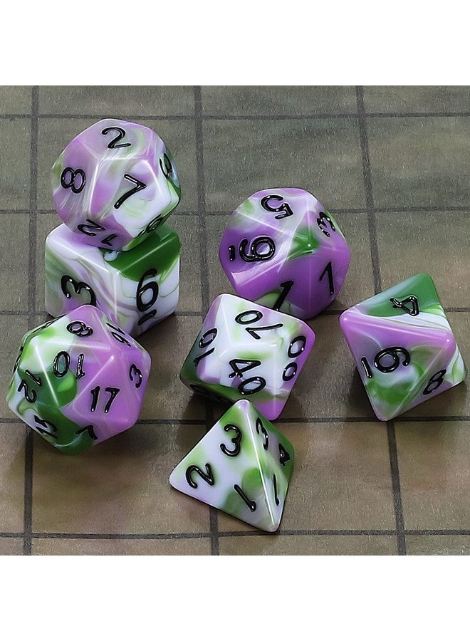 CiaraQ Dnd Polyhedral Dice Set For Dungeons And Dragons Rpg Mtg Role Playing Table Games-With 1 Dice Pouch (Pink+Green+White) - Image 2