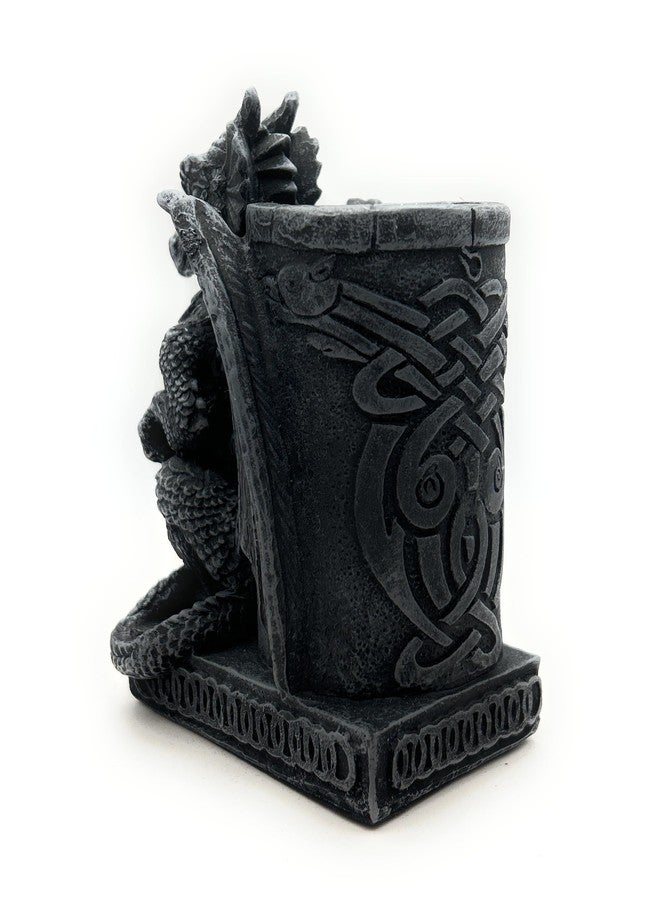 RUSTIX Medieval Dragon Pen Holder - Fantasy Gothic Decor | Unique Desk Organizer for Adults | Dragon Figurine Home Office Accessory | Pewter-Style Dragon Stationery Holder - Image 4