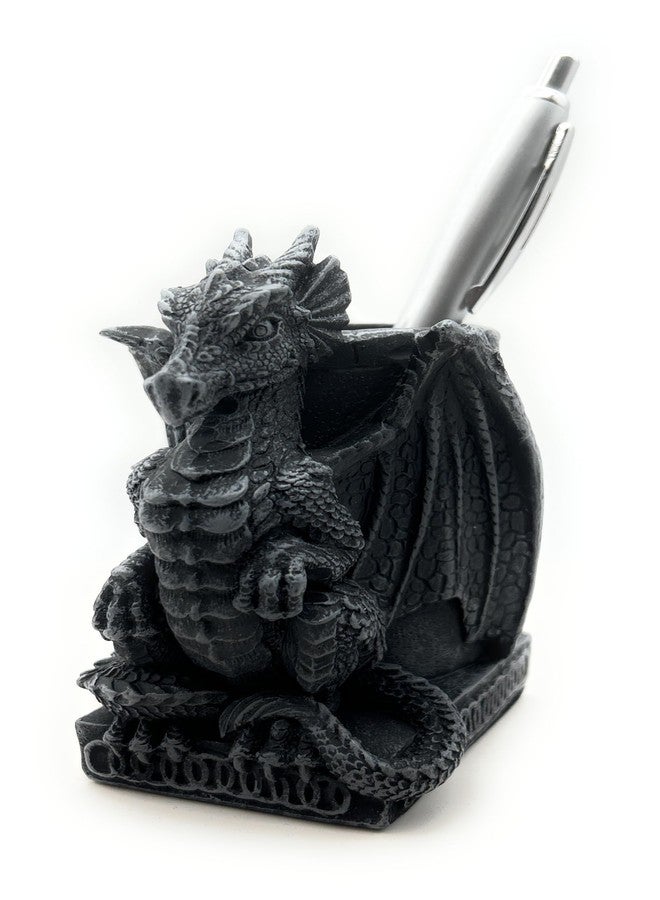 RUSTIX Medieval Dragon Pen Holder - Fantasy Gothic Decor | Unique Desk Organizer for Adults | Dragon Figurine Home Office Accessory | Pewter-Style Dragon Stationery Holder - Image 2