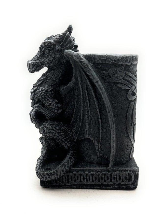 RUSTIX Medieval Dragon Pen Holder - Fantasy Gothic Decor | Unique Desk Organizer for Adults | Dragon Figurine Home Office Accessory | Pewter-Style Dragon Stationery Holder - Image 3