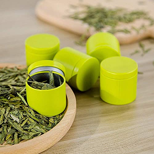 Tianhui Small Tin Can Box with Airtight Lids Canister for Coffee Tea Candy Storage Loose Leaf Tea Tin Containers Storage 5 Pcs (Green, S) - Image 5