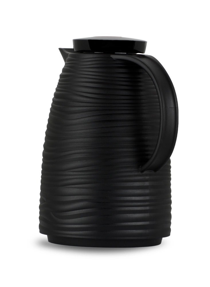 BASURRAH Black Thermal Coffee and Tea Flask with Textured Design – Keeps Drinks Hot for 12 Hours and Cold for 24 Hours – Available in 1L / 1.5L / 2L Capacities – Elegant Design for Serving Coffee in Kitchens and Living Rooms - Image 5