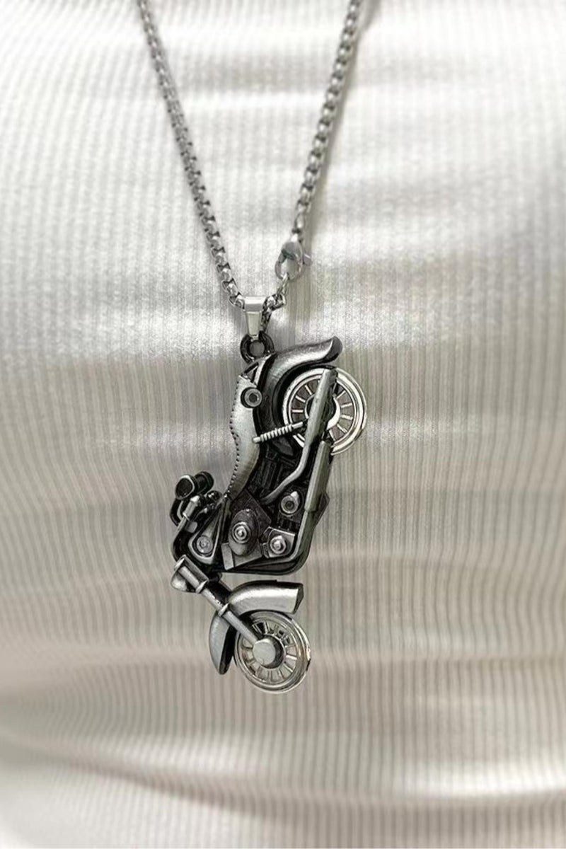Motorcycle Pendant Necklace for Men – 70cm / 27.5in Stainless Steel Box Chain with Retro Alloy Bike Pendant | Gift for Bikers & Vintage Style Lovers - Image 3