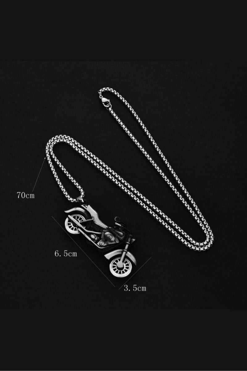 Motorcycle Pendant Necklace for Men – 70cm / 27.5in Stainless Steel Box Chain with Retro Alloy Bike Pendant | Gift for Bikers & Vintage Style Lovers - Image 4