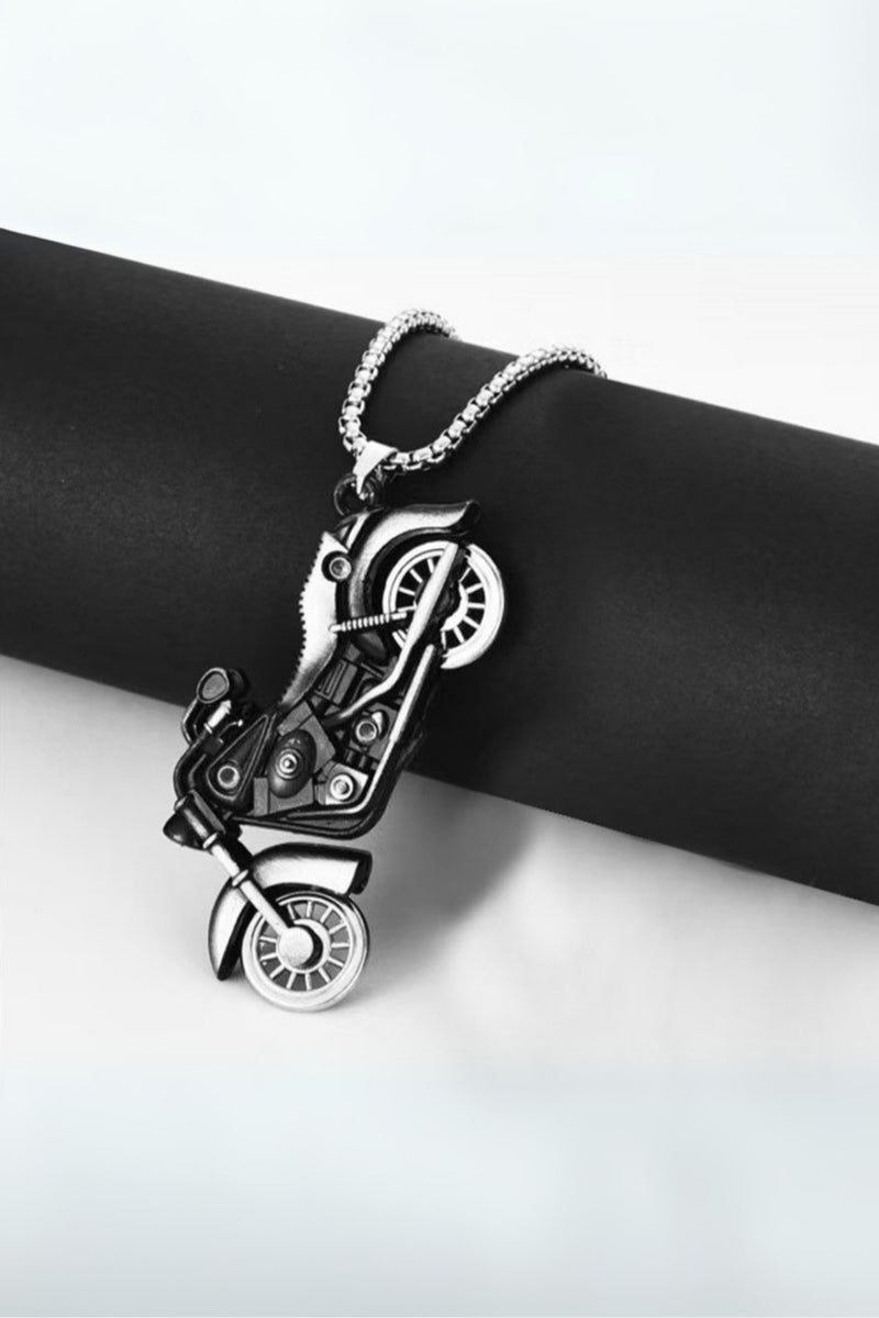 Motorcycle Pendant Necklace for Men – 70cm / 27.5in Stainless Steel Box Chain with Retro Alloy Bike Pendant | Gift for Bikers & Vintage Style Lovers - Image 5