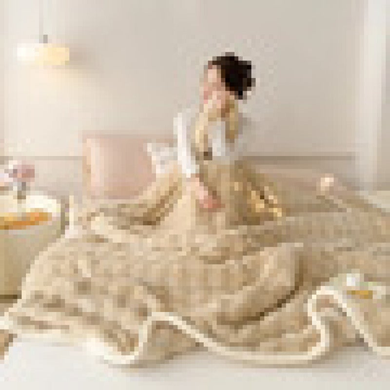Plush Blanket Reversible Khaki Ultra-Soft Plush Touch - Thick Warmth Cozy Throw For Couch Bed Sofa