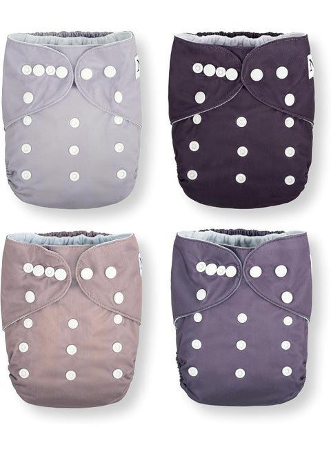Nora's Nursery Amethyst 4-Pack Cloth Pocket Diapers with 4 Inserts