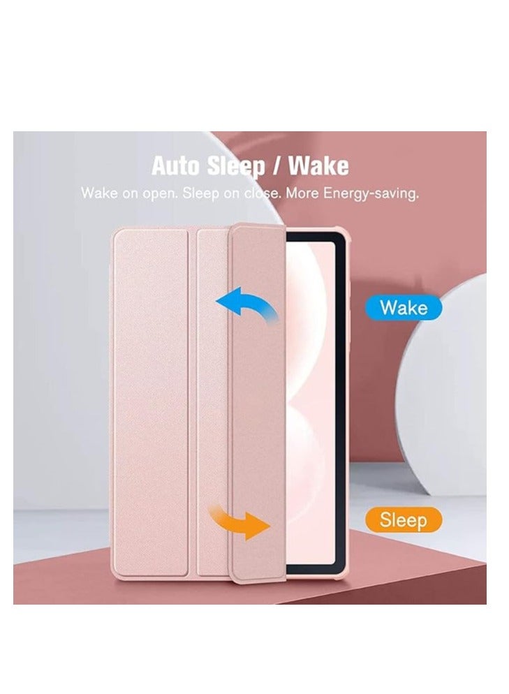 إيفو جراب Hybrid Slim Case لهاتف Samsung Galaxy Tab S6 Lite مقاس 10.4 بوصة موديل 2022/2020 (SM-P610/P613/P615/P619) مع حامل قلم S وغطاء خلفي شفاف مقاوم للصدمات  (وردي) - Image 2