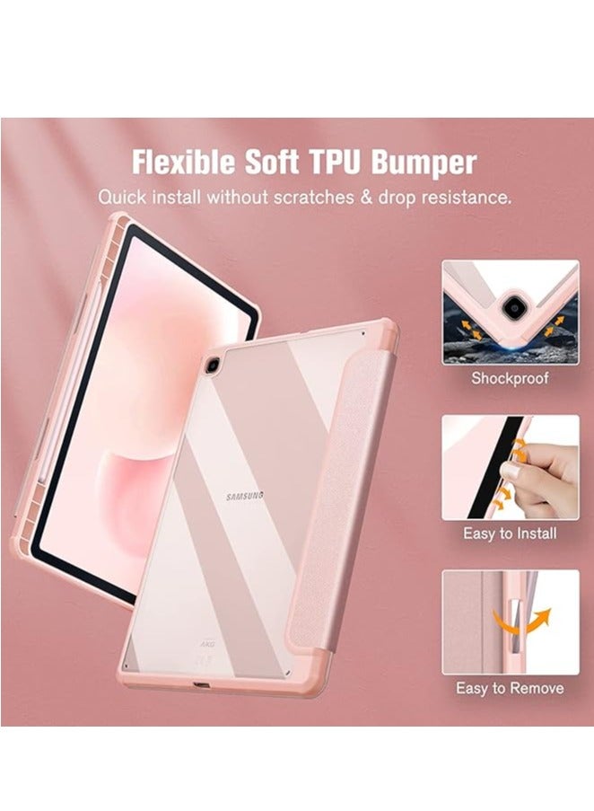 إيفو جراب Hybrid Slim Case لهاتف Samsung Galaxy Tab S6 Lite مقاس 10.4 بوصة موديل 2022/2020 (SM-P610/P613/P615/P619) مع حامل قلم S وغطاء خلفي شفاف مقاوم للصدمات  (وردي) - Image 5