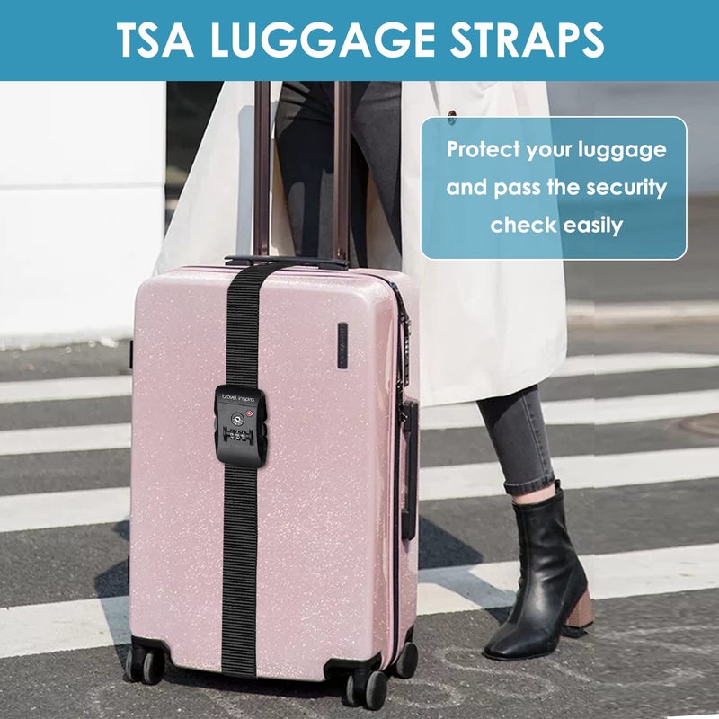 travel inspira Travel Inspira Luggage Strap with TSA Combination Lock - Adjustable, Easy to Use, Protect Your Luggage, Black  - Image 2