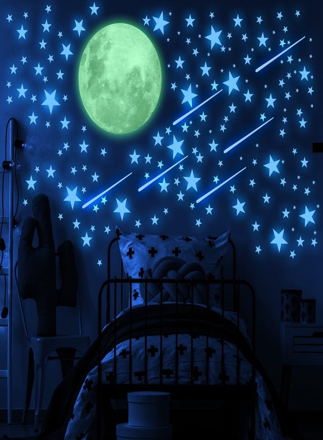 LIDERSTAR Glow in The Dark Stars and Moon for Ceiling, Luminous Star and Moon Wall Decal, Wall Decor, Sticky Fluorescence Stars, Gift for boy and Girl Perfect for Kids Nursery Bedroom Living Room(Blue) - Image 1