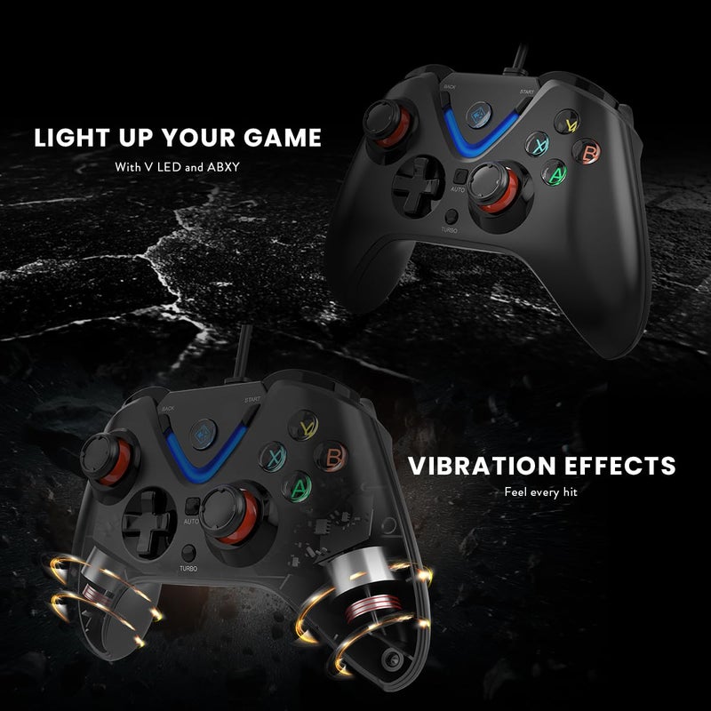 Cosmic Byte وحدة تحكم ARES السلكية للكمبيوتر الشخصي، مشغلات مغناطيسية، عصي تحكم دقيقة، اهتزاز مزدوج، أزرار LED مضاءة من الخلف (أسود) - Image 3