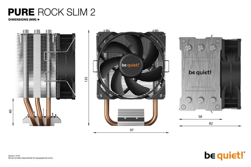 be quiet! Pure Rock Slim 2 130W TDP CPU Cooler | Intel1700 1200 1150 1151 1155 | AMD4 AMD5 | Silver | BK030 - Image 3