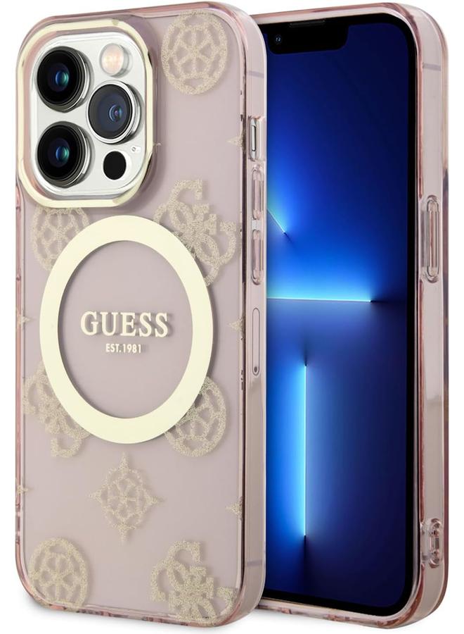 erorex Guess For Iphone 15 Pro Case Iml Case Compatible With Magsafe Anti Scratch Drop Resistant Shockproof Full Slim Bumper Protection Back Cover For Iphone 15 Pro 6.1" Gold Pink - Image 1