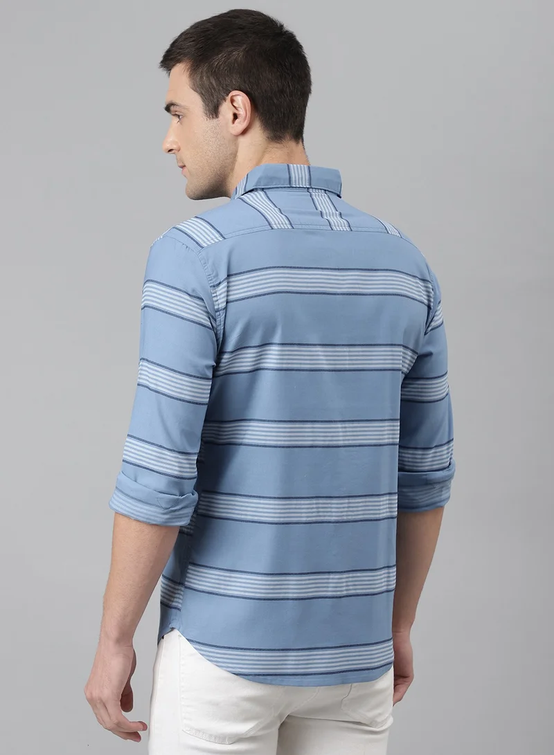 Dennis Lingo Slim Fit Blue Casual Shirt - 100% Cotton