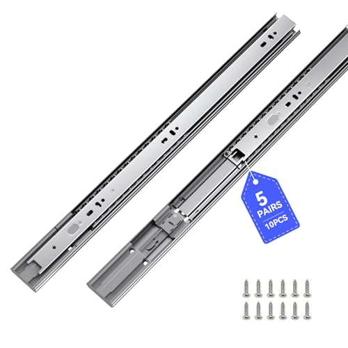LONTAN 24 Inch Soft Close Drawer Slides 5 Pairs Side Mount Heavy Duty Cabinet Drawer Glides Ball Bearing Full Extension Kitchen Cabinet Rails 100 LB Capacity - Image 1