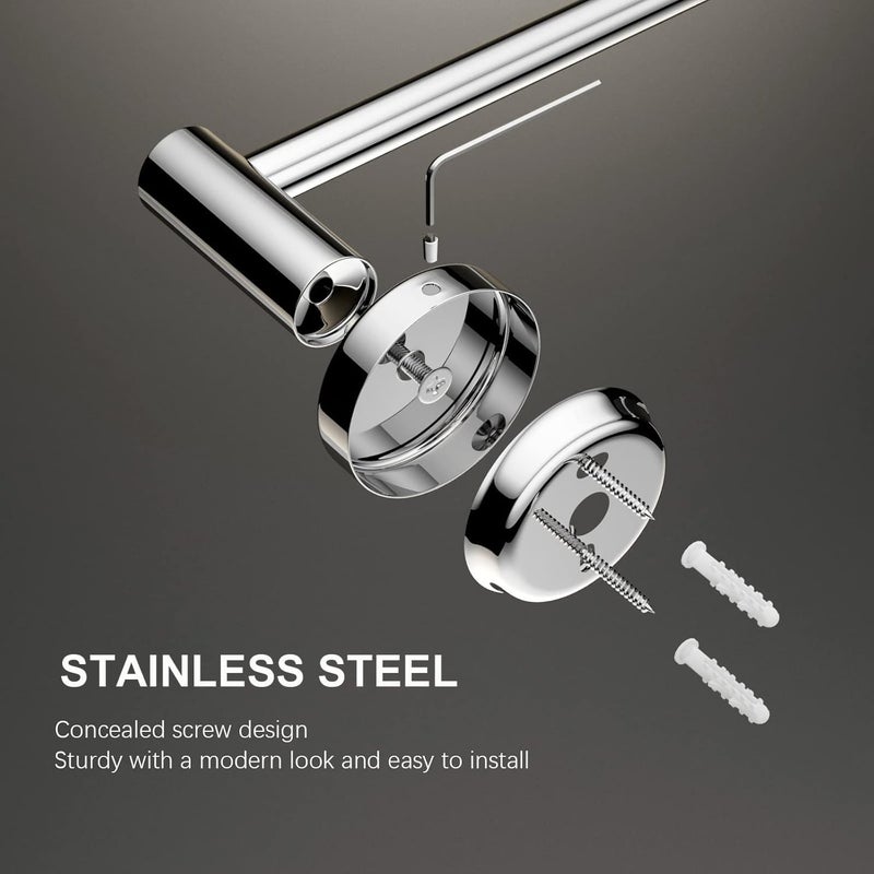 SHENRON Towel Holder for Bathroom Stainless Steel Towel Bar Holder Multipurpose Wall Mounted 24 Inch Towel Rod for Wash Basin Kitchen Self Adhesive Towel Organiser Bathroom Accessories Pack of 3 - Image 3