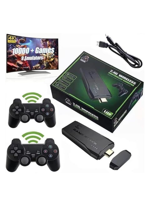 وحدة ألعاب فيديو لاسلكية مع 15000 لعبة كلاسيكية – يدين تحكم، توصيل HDMI، جودة 4K – جاهزة للتشغيل مباشرة على التلفزيون