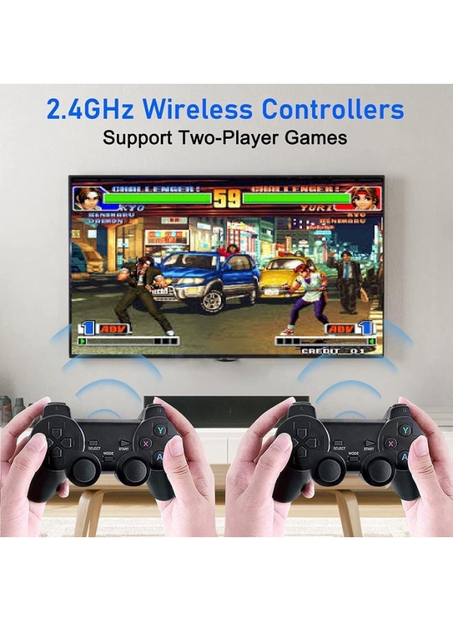 وحدة ألعاب فيديو لاسلكية مع 15000 لعبة كلاسيكية – يدين تحكم، توصيل HDMI، جودة 4K – جاهزة للتشغيل مباشرة على التلفزيون