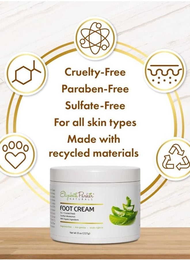 Elizabeth Parker Naturals - Foot Cream for Dry Cracked Feet and Heels - Best Foot Care with Coconut Oil - Non Greasy Foot Lotion with Shea Butter & Aloe Vera - Callus Remover for Feet with Olive Oil & Manuka Honey (2Oz) - Image 1