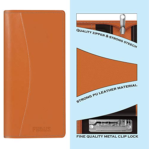 FEDUS Women Faux Leather Expanding Handmade Cheque Book Holder for Cards, Wallet, Traveling Wallets, Documents Holder for Office & Home, Brown - Image 3